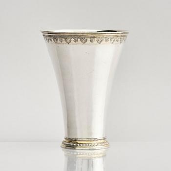 A Swedish 18th century parcel-gilt silver beaker, mark of Gustaf Henning, Stockholm 1752.