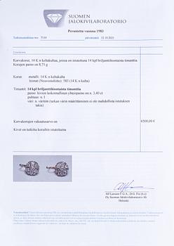Örhängen, 14k guld, diamanter ca 3.40 ct tot. Sovjetunionen.