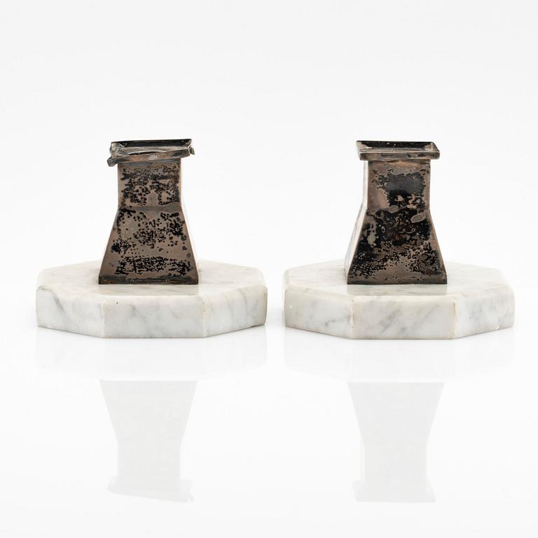 Märta af Ekenstam, ljusstakar, ett par, silver, Malmö, 1919.