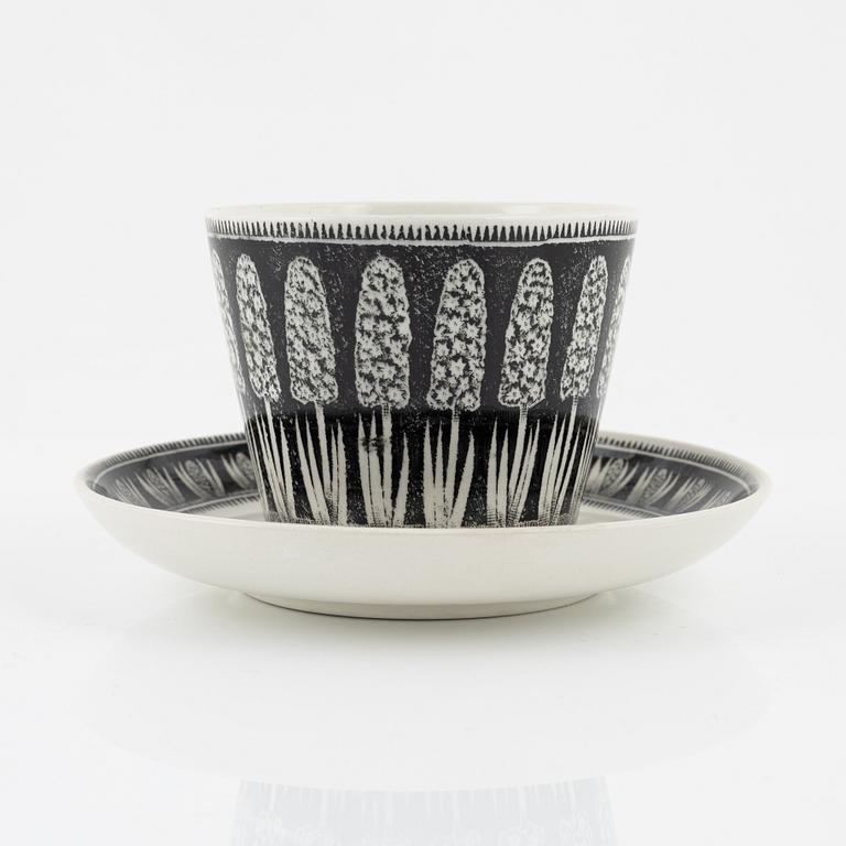 Arthur Percy,  five cups with saucers, 'Hyacint', Gefle Upsala-Ekeby, Sweden, 1950's.