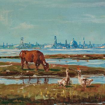 Niels Christiansen, Landskap med hästar, kor och gäss.