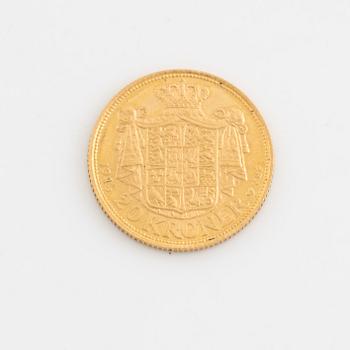 A Danish goldcoin, 20 kr, 1913.