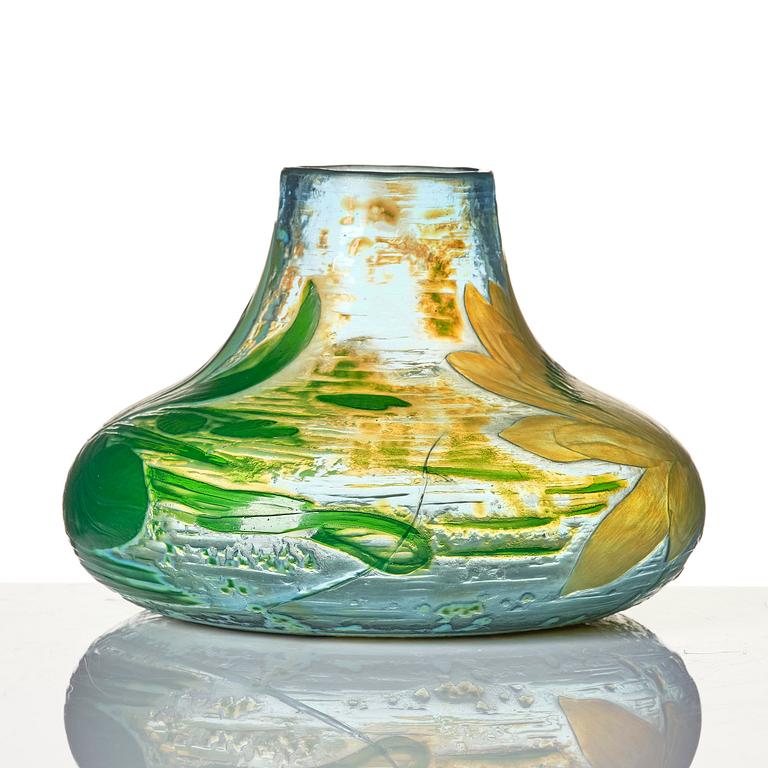 Edmond Lachenal, (after a drawing by the same), an Art Nouveau cameo glass vase, Daum, Nancy, France.