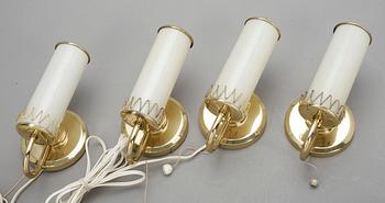 VÄGGLAMPOR, 4 stycken, 1940/50-tal.