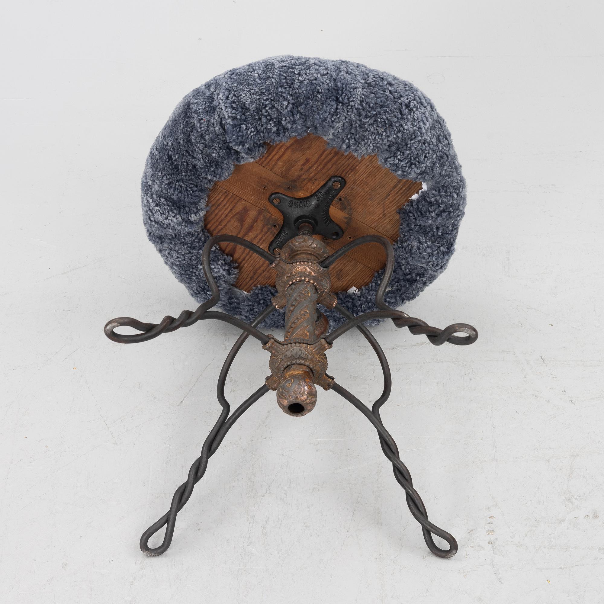 Stool, marked Davis Chair Co, Marysville Ohio, early 20th century.