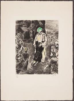 MARC CHAGALL, handkolorerad etsning, 1958, signerad med blyerts och numrerad 51/100.