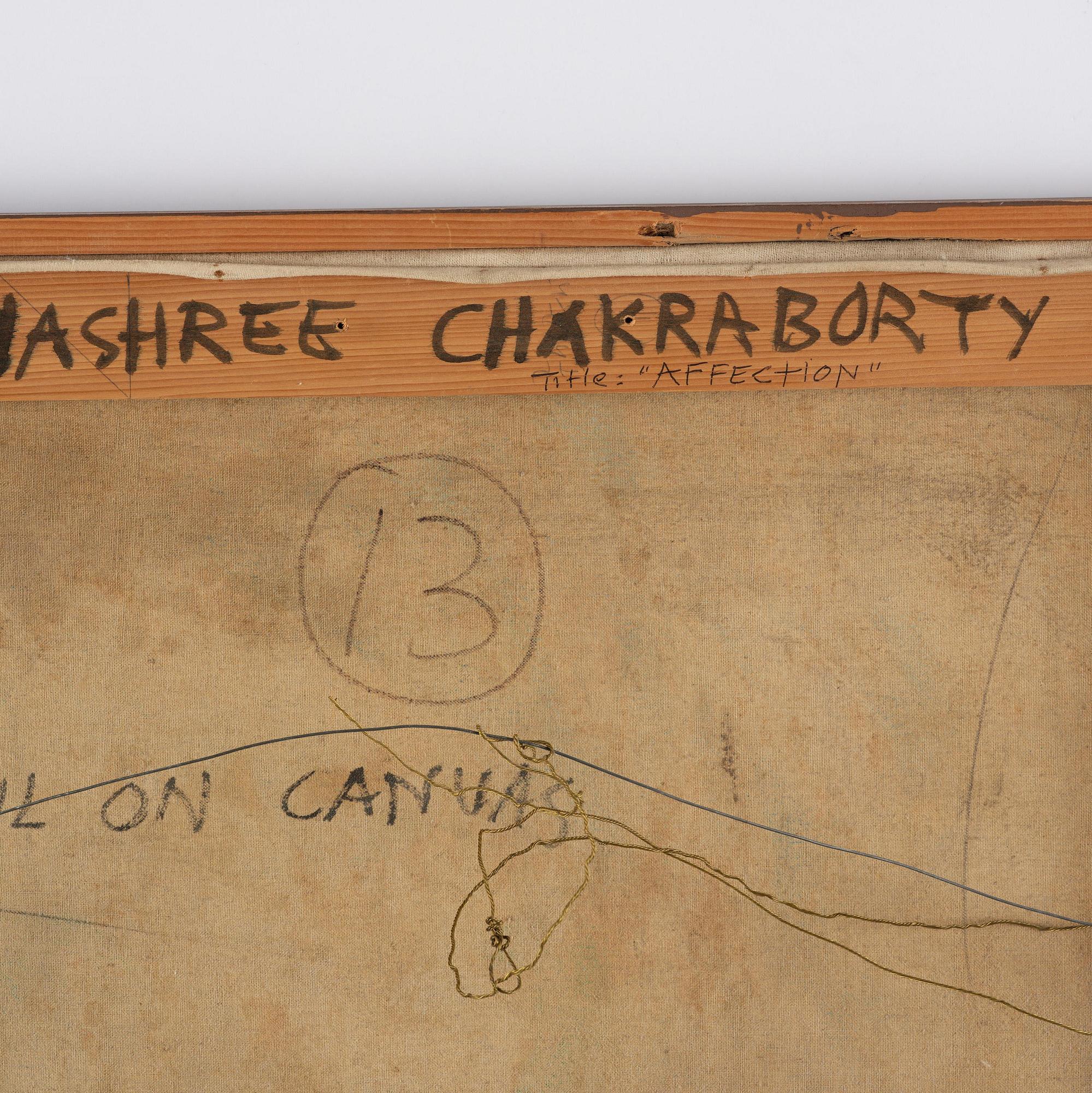Jayashree Chakravarty, "Affection", signed and dated 1987 verso.