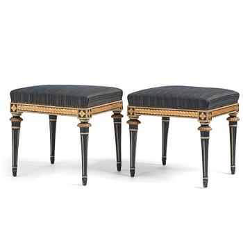 A pair of Gustavian stools by J Malmsten (master in Stockholm 1780-1788).