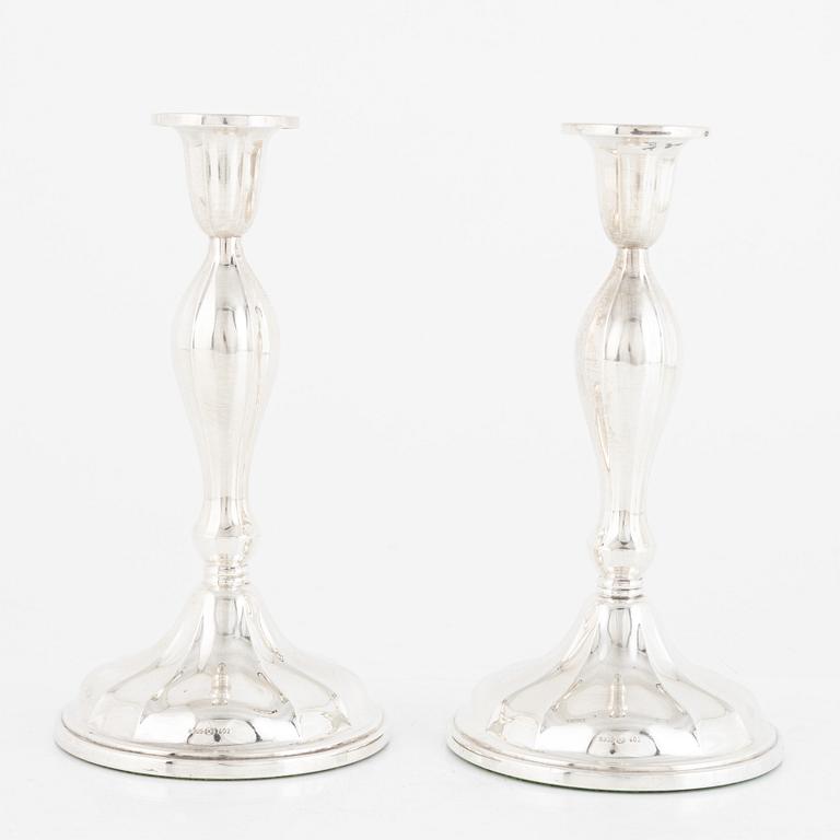 A Pair of Norwegian Silver Candlesticks, mark of  Thorvald Marthinsen.