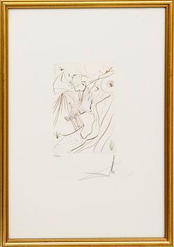 Salvador Dalí, torrnålsetsning signerad och numrerad 27/150.