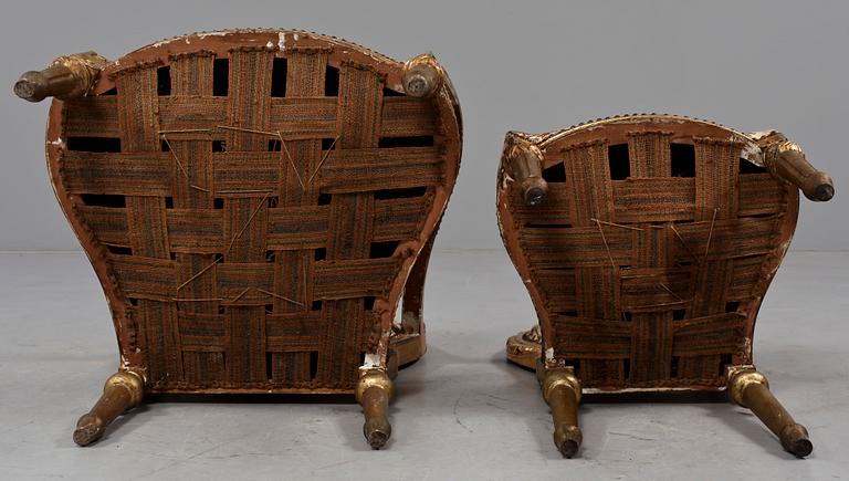 FÅTÖLJER, ett par samt STOLAR, ett par, Louis XVI-stil, 1900-tal.