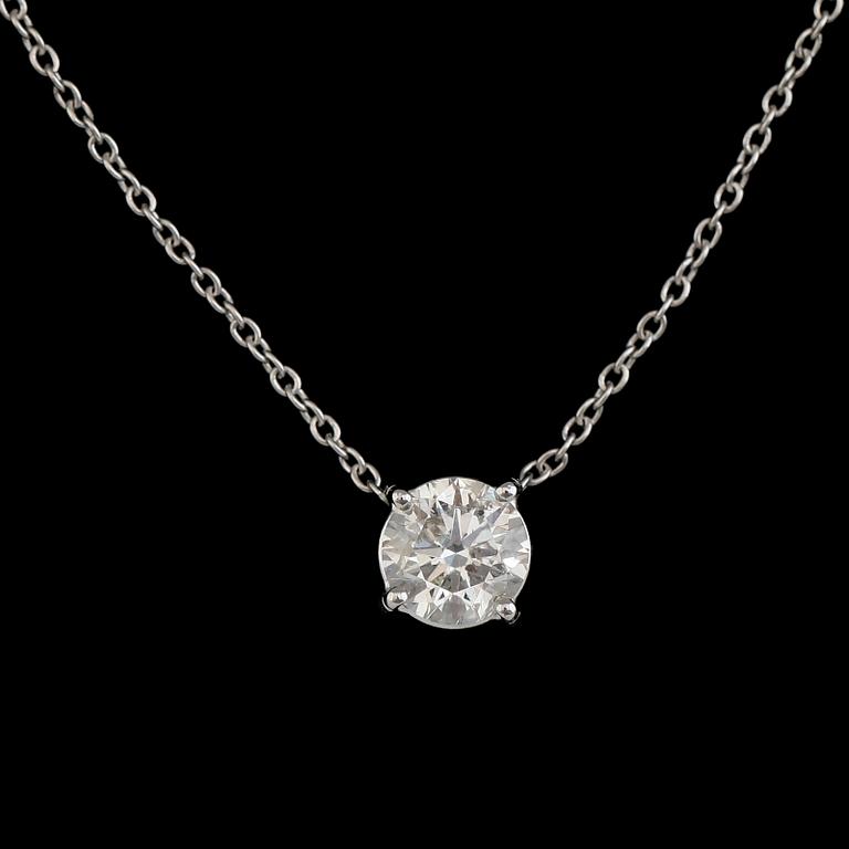 COLLIER, 18K vitguld, briljantslipad diamant ca 0.91 ct. Vikt ca 3 g.