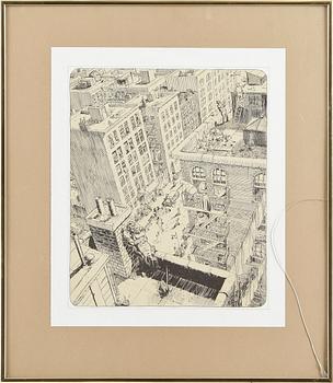 WILL EISNER, 6st, litografier, "City: a narrative", ett blad signerat, uppl 1500ex, utg Hollybrooks Graphics, 1980.