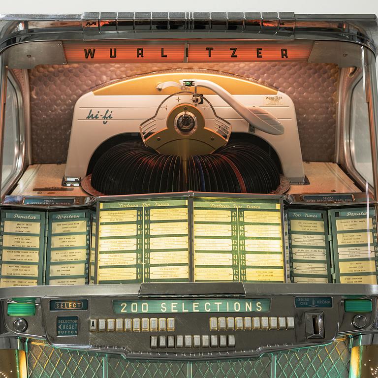 Jukebox, Wurlitzer modell 2100,  Rudolph Wurlitzer Company, North Tonawanda, New York, USA, 1957.