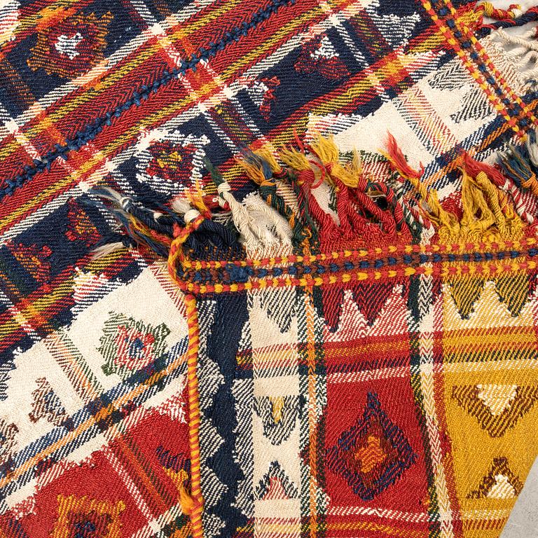 Kashgai rug semi-antique, two joined pieces, approximately 338x140 cm (without tassels).