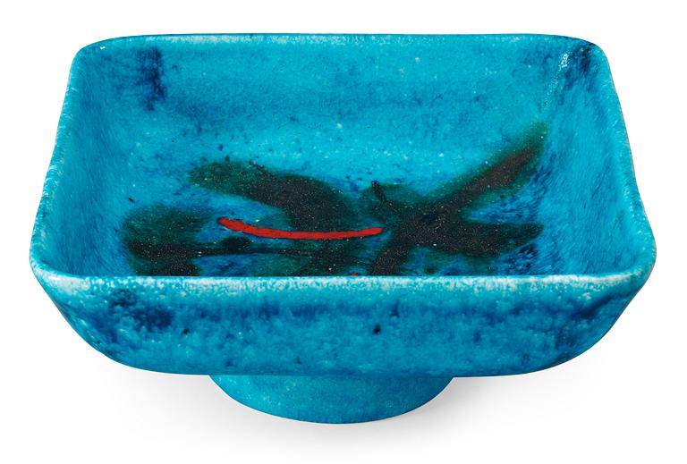 A Guido Gambone blue glazed bowl, Italy 1950's.