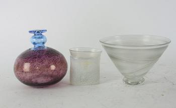 PARTI VASER OCH SKÅLAR, 7 delar, glas, Bertil Vallien o Ulrica Hydman-Vallien, Boda.