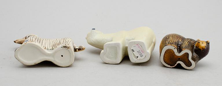 FIGURER, 3 st, stengods, Lisa Larson, bla "Lillskansen".