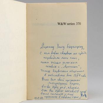 BOOK, With a magnificient inscription by the Nobel Laureate Aleksandr Solzhenitsyn / Alexander Solsjenitsyn.