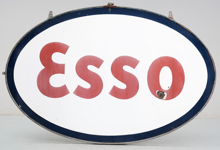 REKLAMSKYLT,  emaljerad plåt, Esso, 1900-talets andra hälft.