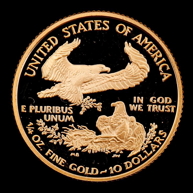 GULDMYNT, finguld, Golden Eagle, USA,10 dollars, 2004. Vikt ca 8 g.