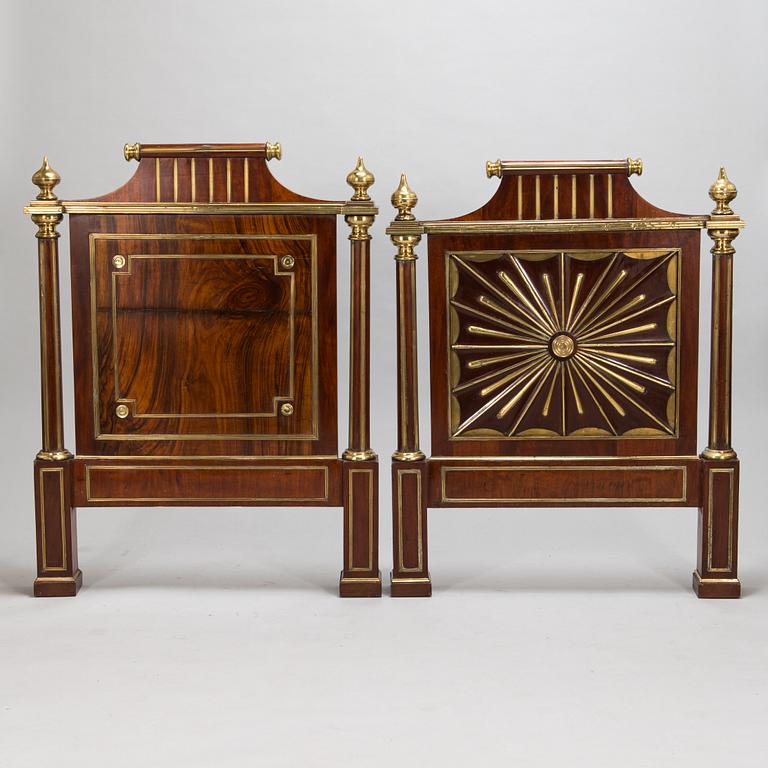 Two pairs of Russian Directoire bed ends, around year 1800.