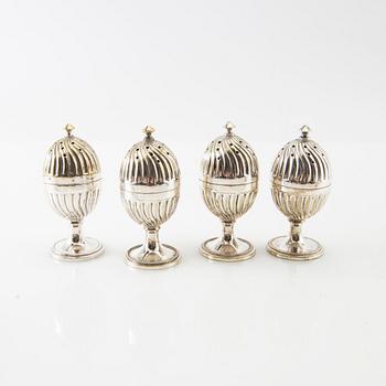 Miniature candlesticks 8 pcs silver/plate, first half of the 20th century.