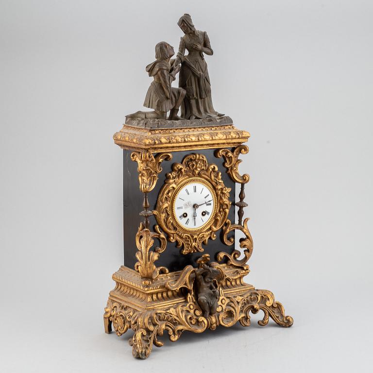 A neorenaissance gilt bronze mantel clock, second half of the 19th century.