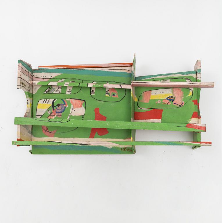 Heimrad Prem, a wall hanged sculpture, oil on canvas, collage and painted wood, signed H. Prem, executed 1965.