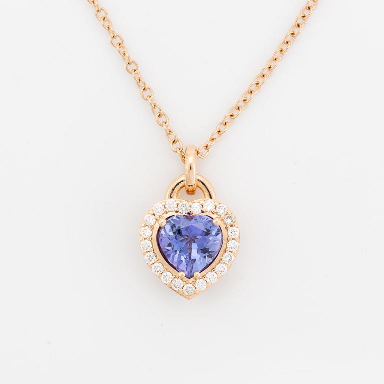 Collier med hjärtformad tanzanit och briljantslipade diamanter.