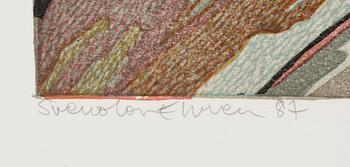 SVENOLOV EHRÉN, färglitografi, signerad, daterad 87 och numrerad 158/360.