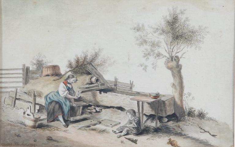 OKÄND KONSTNÄR, akvarell, sign o dat. Antoine Klauber, 1794.