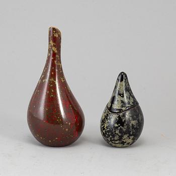 HANS HEDBERG, a ceramic vase and lidded jar from Biot, France, signed Hhg.