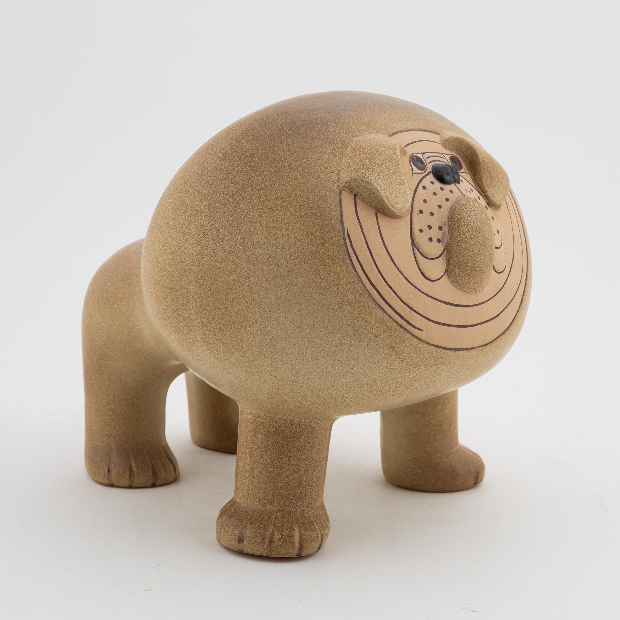 Lisa Larson, a 'Bulldog Maxi' stoneware sculpture, K-studion Gustavsberg, signed.