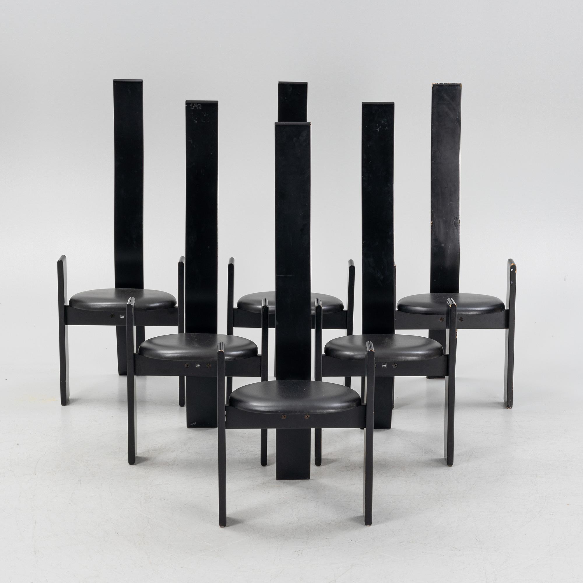Vico Magistretti, a set of six 'Golem' chairs for Poggi, 1969.