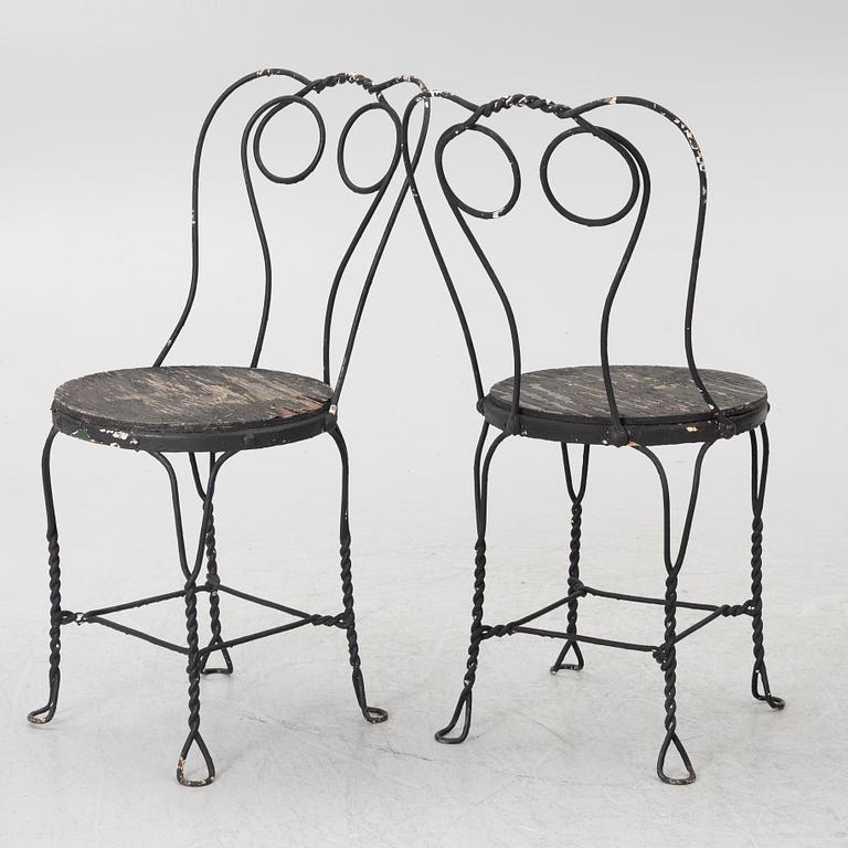 Four garden chairs, mid-20th century.