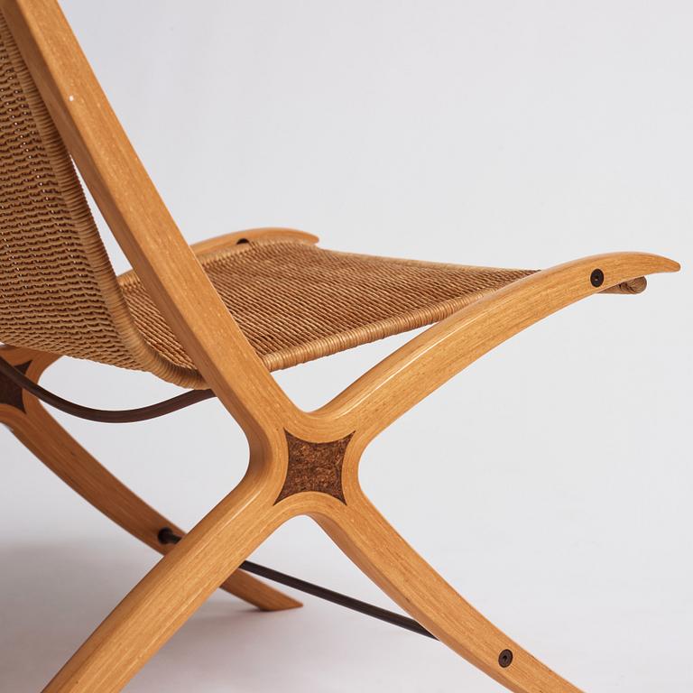 Peter Hvidt & Orla Mølgaard Nielsen, a pair of "X-chair" easy chairs, model "6103", Fritz Hansen, Denmark 1968.