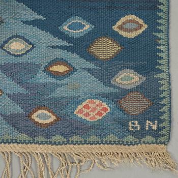 Barbro Nilsson, A CARPET, "Tånga blå, variant", flat weave, ca 259 x 206,5 cm, signed AB MMF BN.
