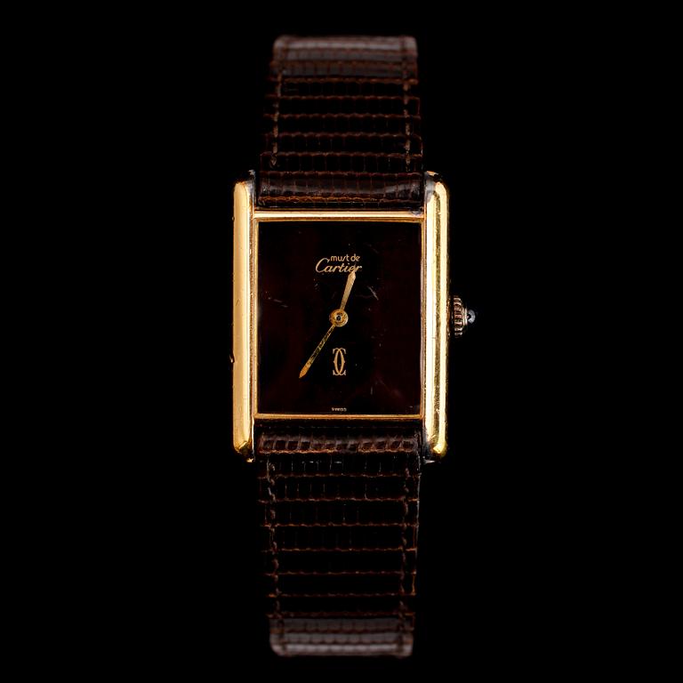 ARMBANDSUR, förgyllt silver, les must de Cartier, 1980-tal.