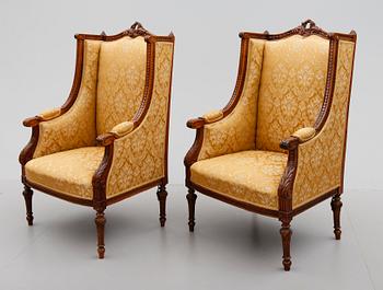 BERGÈRER, 1 par, Louis XVI-stil, 1800-/1900-tal.