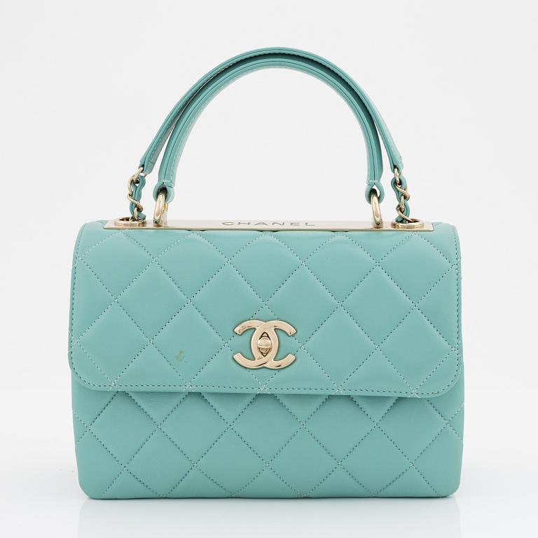 Chanel, a mint green 'Trendy CC' top handle flap bag,2020.