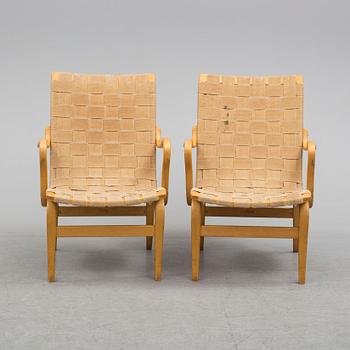 BRUNO MATHSSON, a pair of 'Eva' easy chairs for Karl Mathsson, Värnamo 1960.