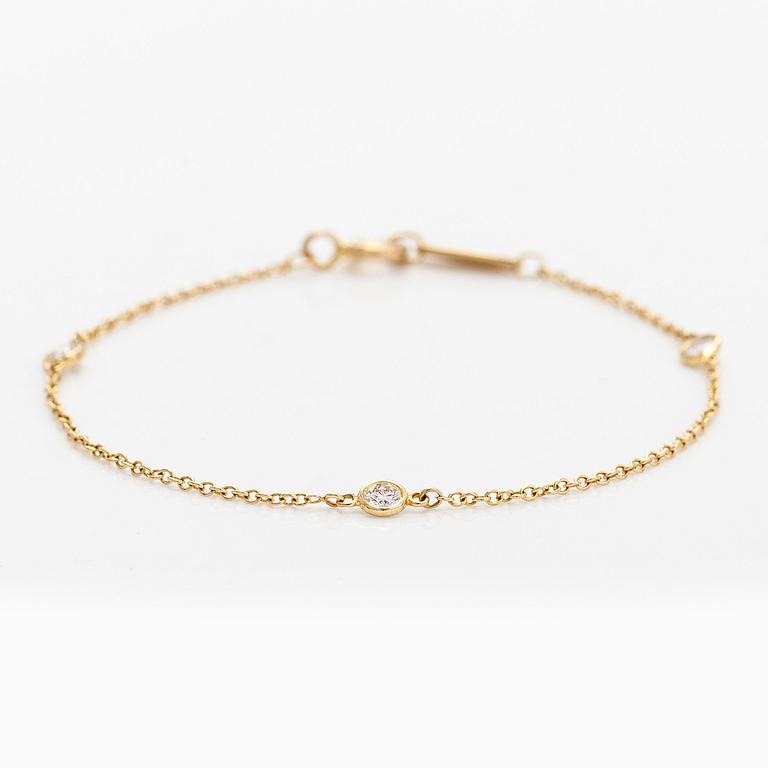 Tiffany & Co, Elsa Peretti, rannekoru, "Diamonds by the Yard", 18K kultaa ja briljanttihiottuja timantteja.