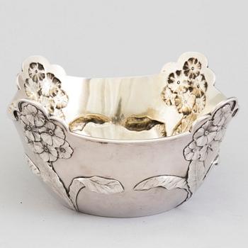 A Danish Art Nouveau parcel-gilt sterling silver planter bowl, maker's mark A Michelsen, Copenhagen 1901.