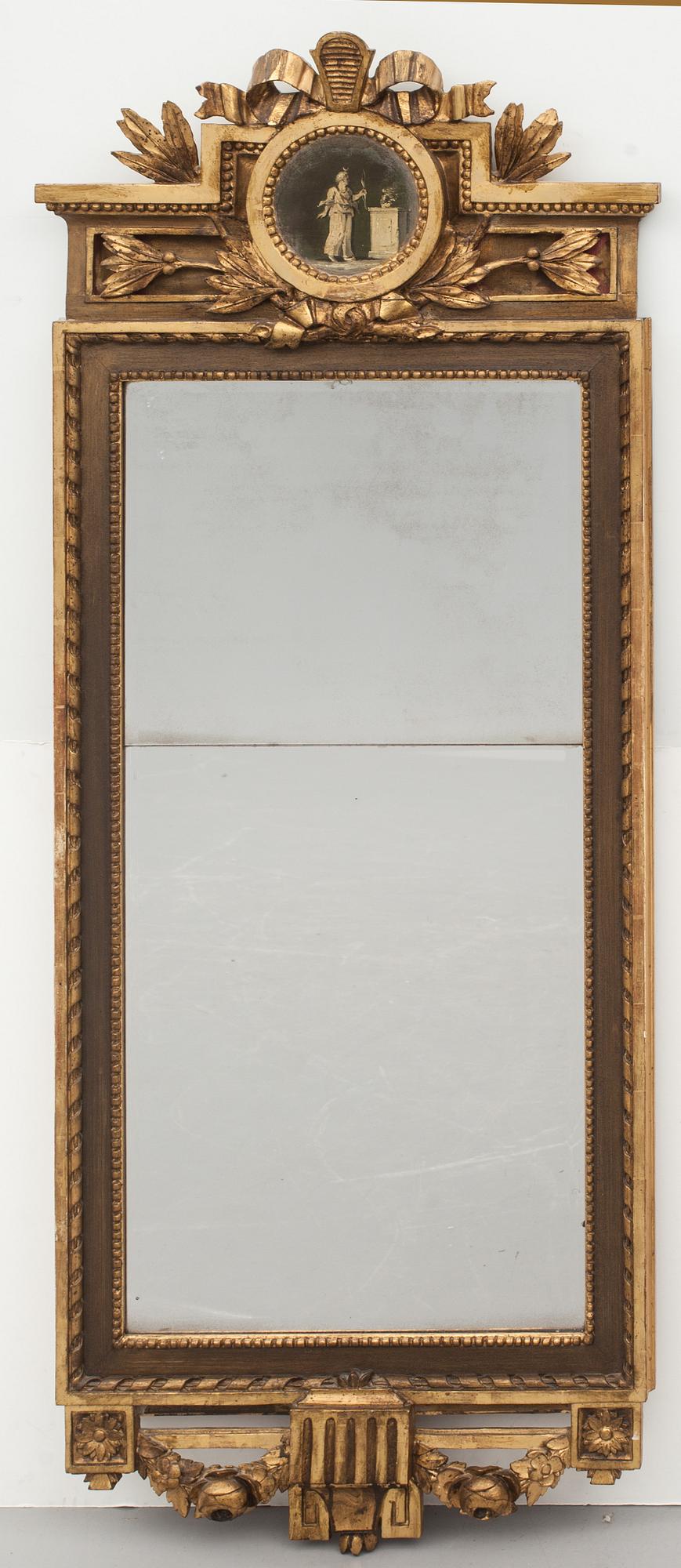 SPEGEL, gustaviansk, signerad CG Fyrwald samt Stockholms hallstämpel 1780.