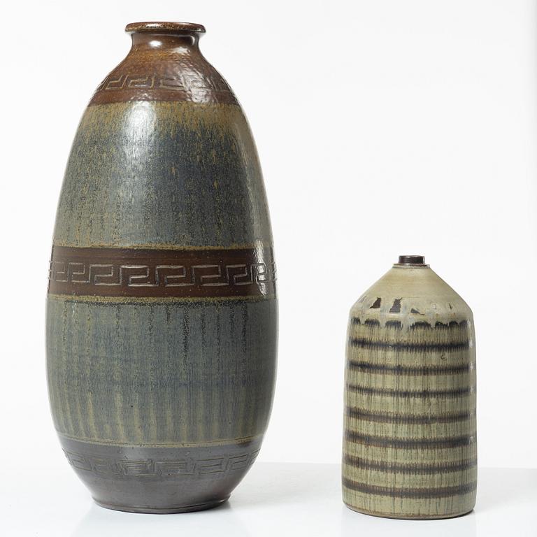 Five stoneware vases, Wallåkra, Sweden, mid-20th century.