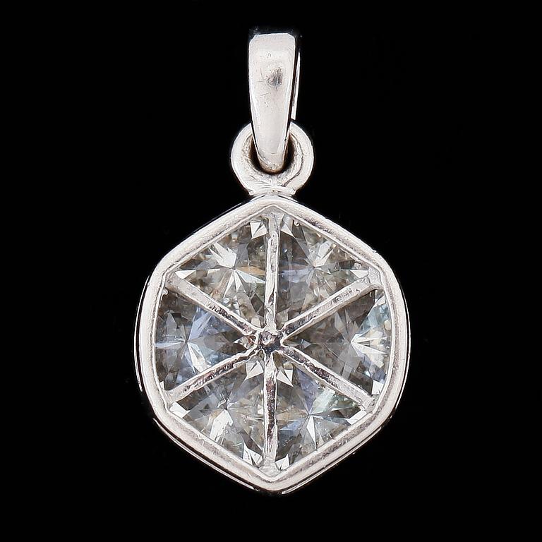 HÄNGE, 18k vitguld med 6 trillion slipade diamanter tot ca1,86ct. 2000-tal. Vikt ca 1,2g.