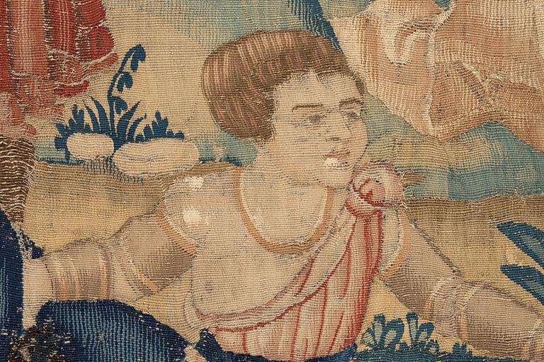 A tapestry fragment, tapestry weave, ca 183  x 113 cm, Flanders end of the 17th century.