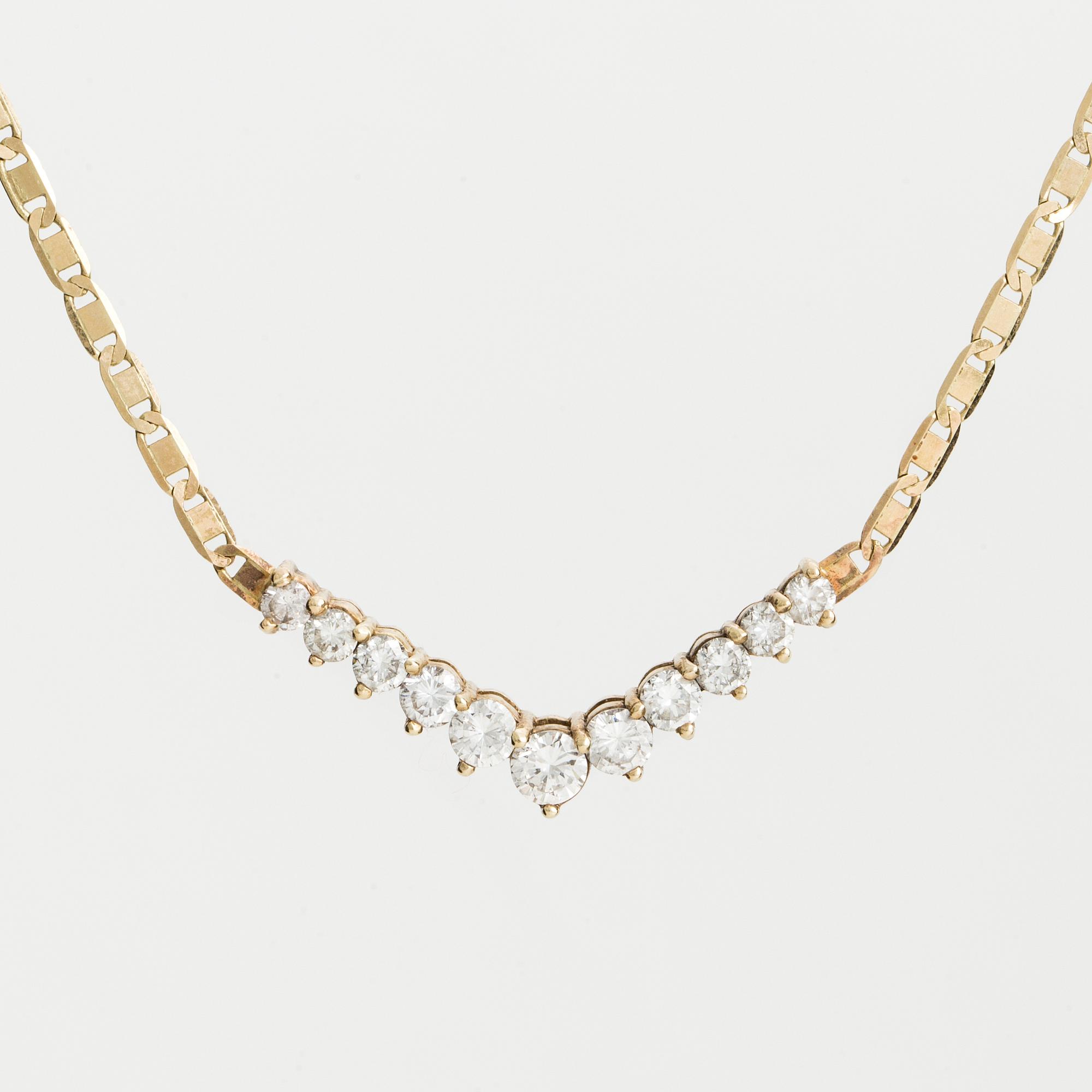 NECKLACE, 14K gold with 11 diamonds approx. 2.25 cts.