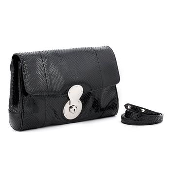 CLUTCH, Ralph Laurent, a black snakeskin embossed shoulder bag / clutch bag, Ralph Lauren.